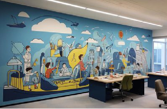 武定办公室墙绘的特点。